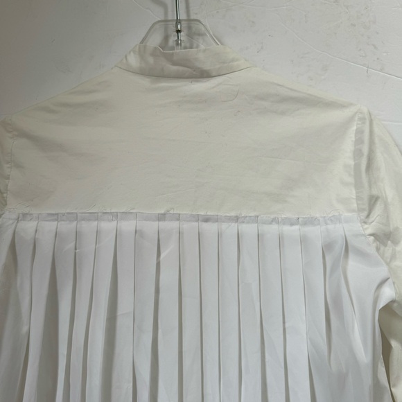 Derek Lam 10 Cotton Back Pleated Oversized Button Shirt Logo Embroidered Top S - Picture 7 of 16